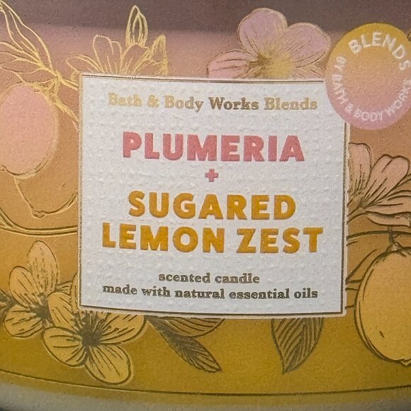 BBW Plumeria + Sugared Lemon Zest Bath & Body Works 3 Wick Candle - Picture 3 of 10